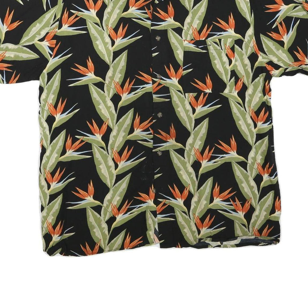 PURITAN Mens Black Green & Orange Floral Cotton Blend Shirt M Summer Casual