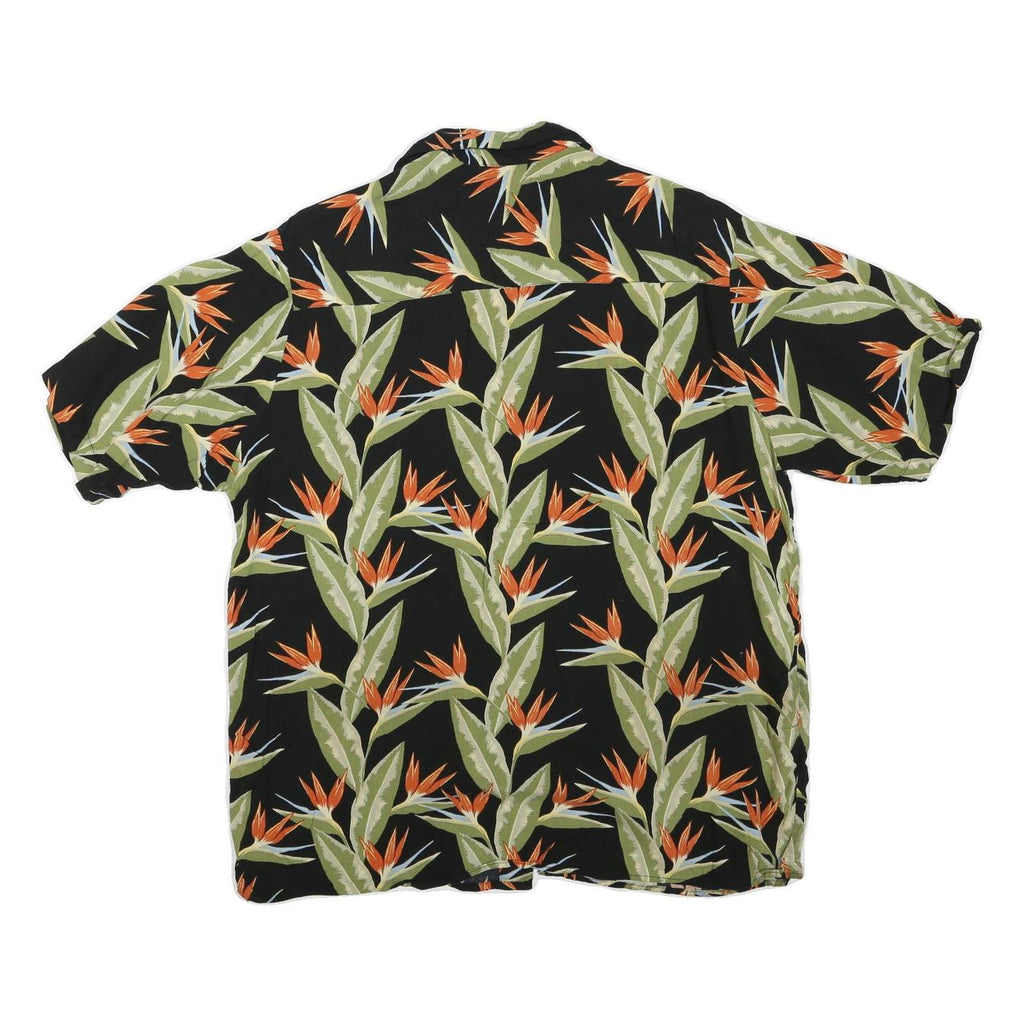 PURITAN Mens Black Green & Orange Floral Cotton Blend Shirt M Summer Casual