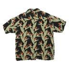 PURITAN Mens Black Green & Orange Floral Cotton Blend Shirt M Summer Casual