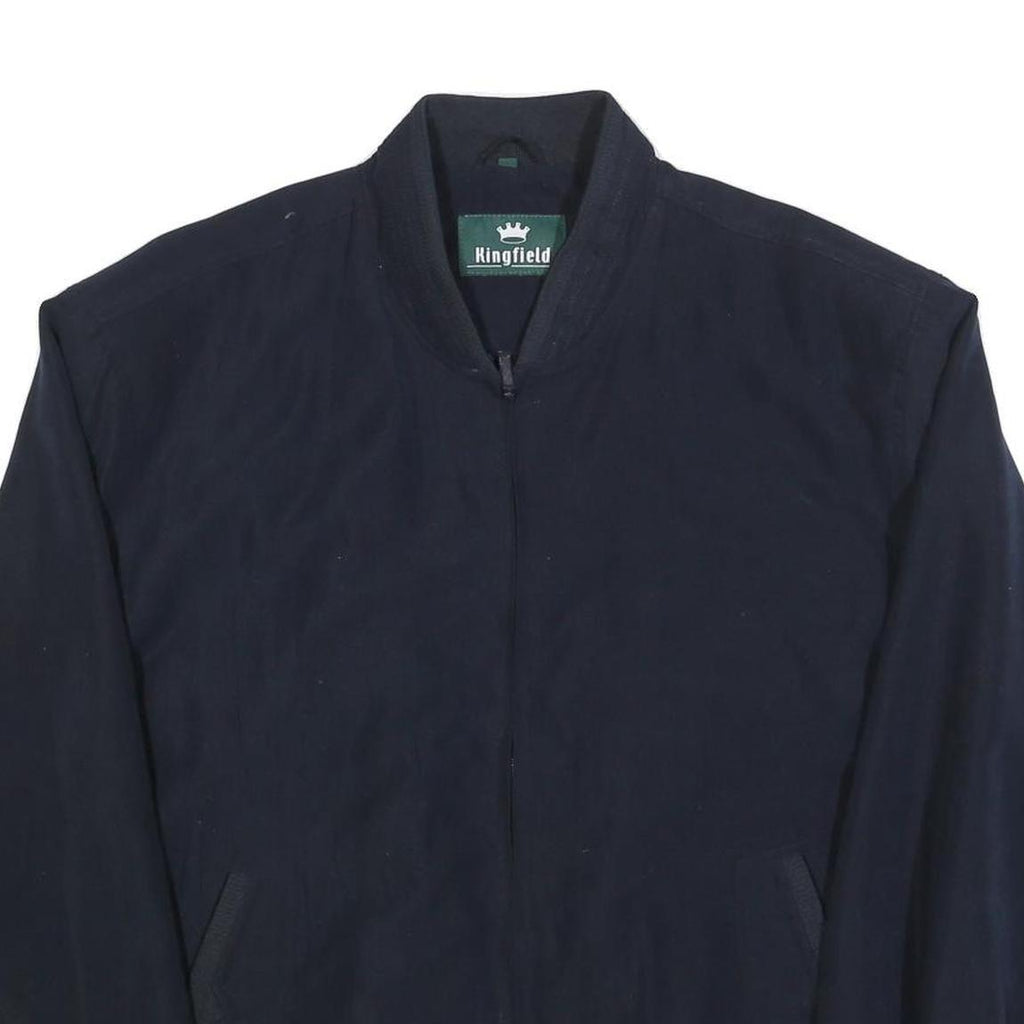 KINGFIELD Mens Navy Bomber Jacket XL Polyester Blend Zip Plain Casual