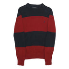 NAUTICA Mens Navy & Red Patterned Jumper Crew Neck Cotton S Classic Stripe