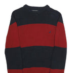 NAUTICA Mens Navy & Red Patterned Jumper Crew Neck Cotton S Classic Stripe