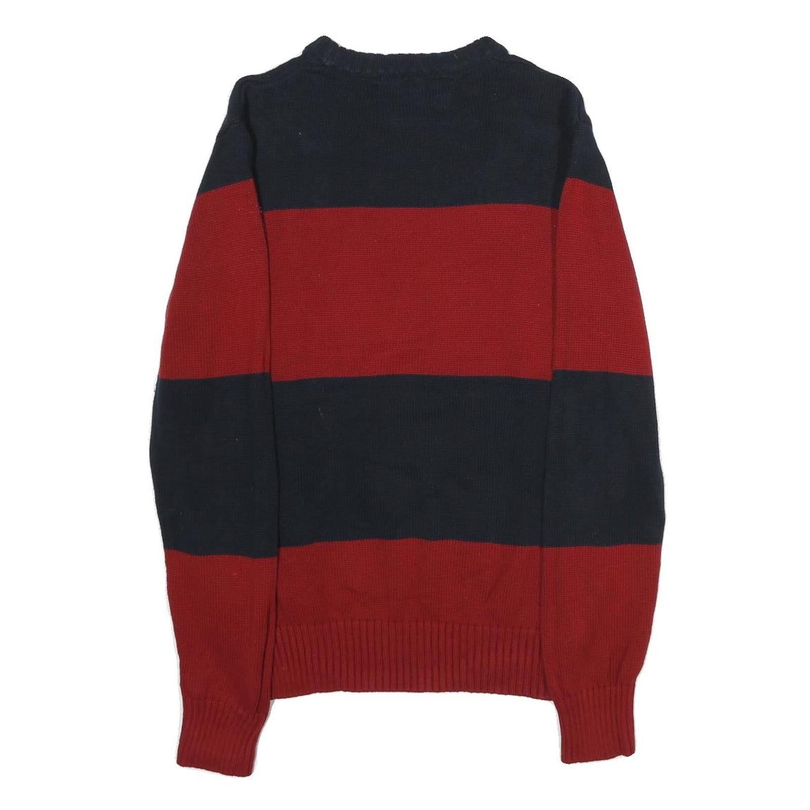 NAUTICA Mens Navy & Red Patterned Jumper Crew Neck Cotton S Classic Stripe