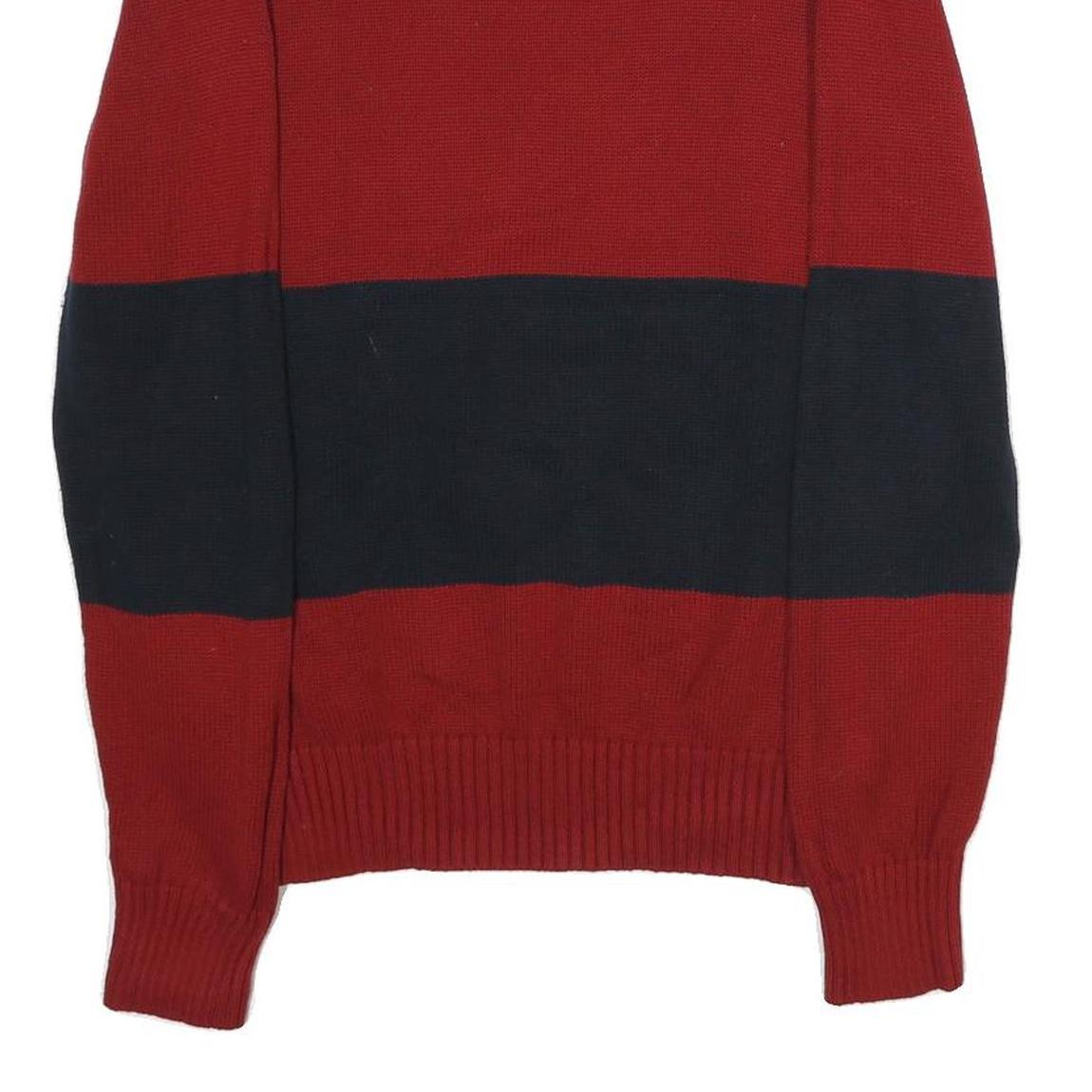 NAUTICA Mens Navy & Red Patterned Jumper Crew Neck Cotton S Classic Stripe
