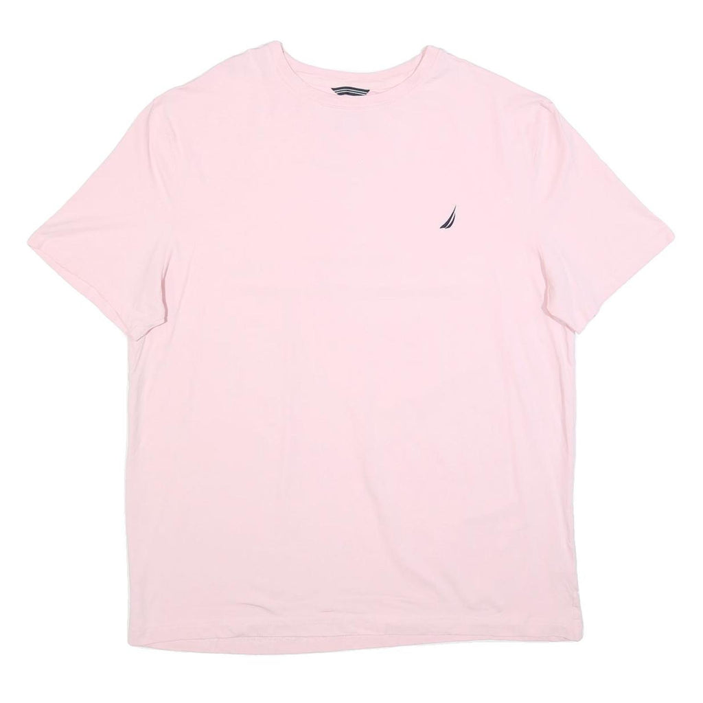 NAUTICA Mens Pink Crew Neck T-Shirt 2XL Short Sleeve Cotton Blend Casual Summer
