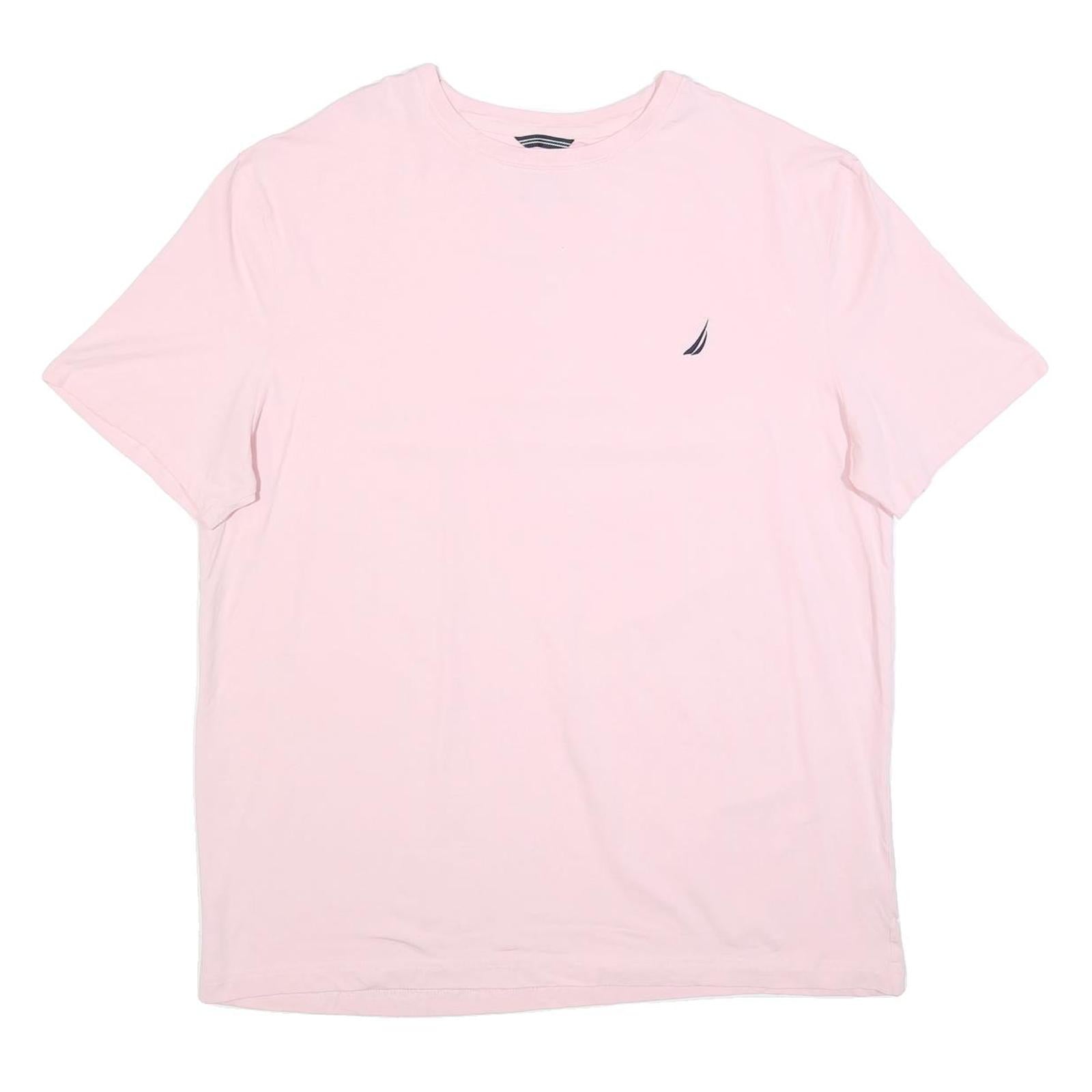 NAUTICA Mens Pink Crew Neck T-Shirt 2XL Short Sleeve Cotton Blend Casual Summer