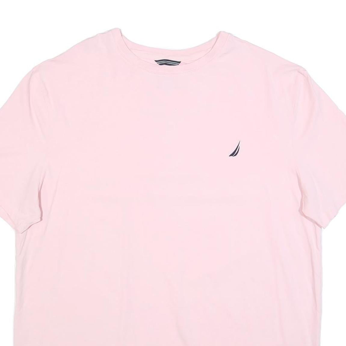 NAUTICA Mens Pink Crew Neck T-Shirt 2XL Short Sleeve Cotton Blend Casual Summer