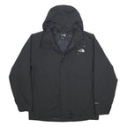 THE NORTH FACE Mens Black Outdoor Jacket L Nylon Zip Hooded Plain