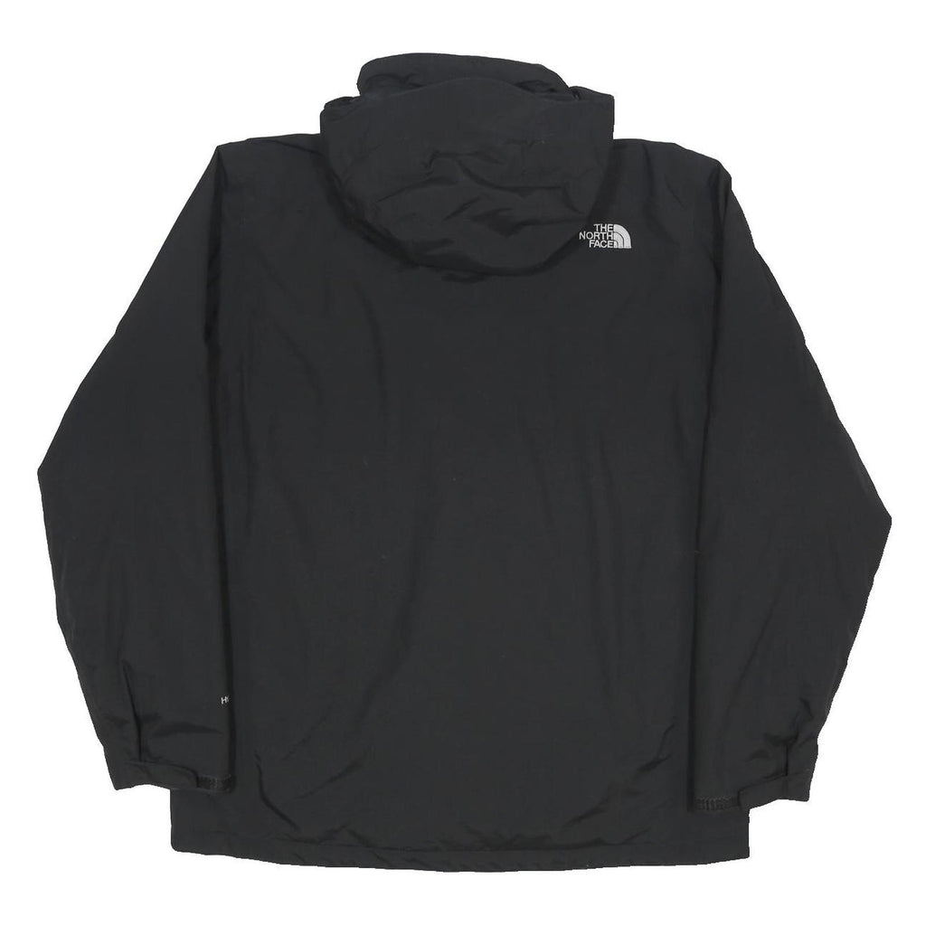 THE NORTH FACE Mens Black Outdoor Jacket L Nylon Zip Hooded Plain