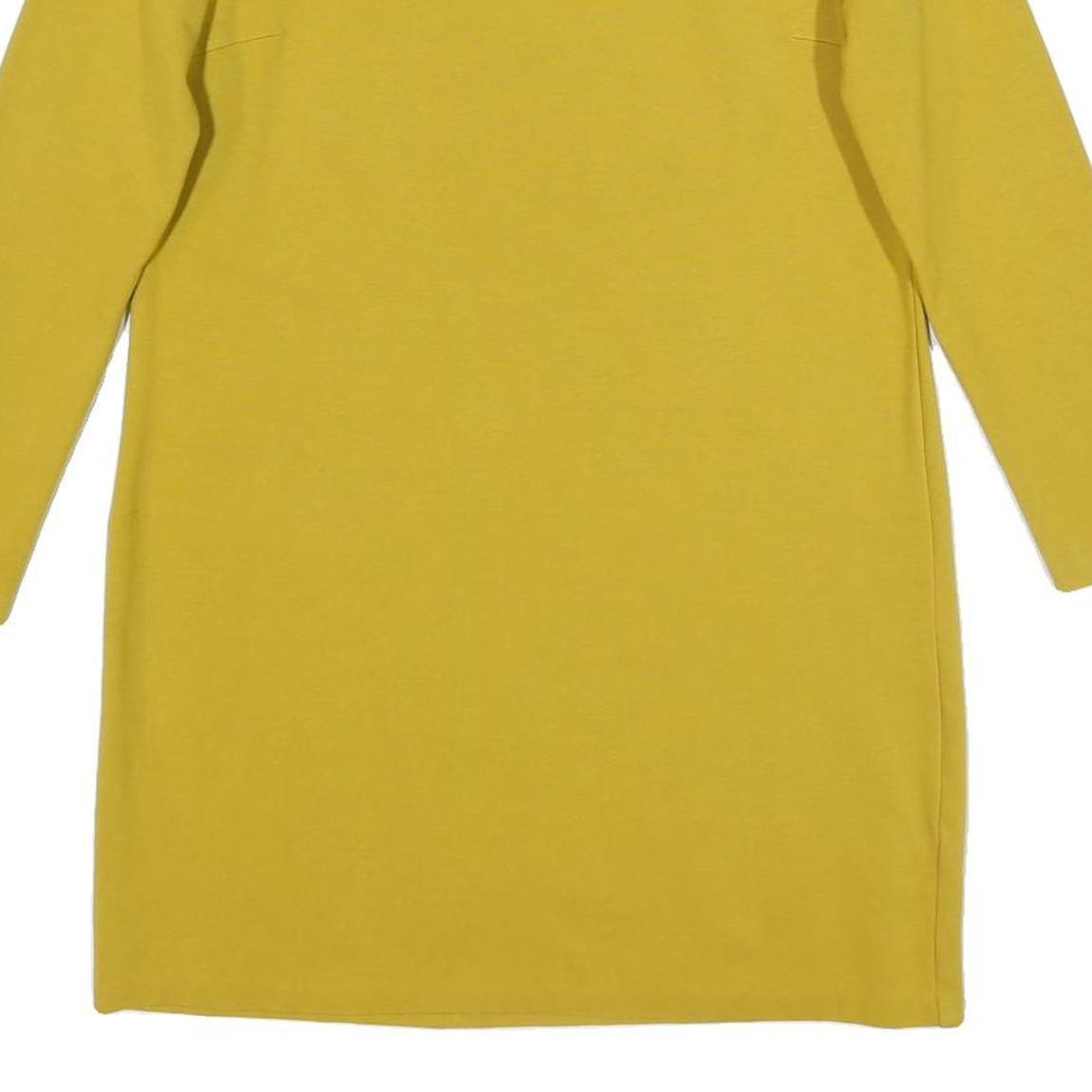 BODEN Womens Yellow Cotton Blend Day Dress Jersey Long Sleeve UK 10 Lace Yoke