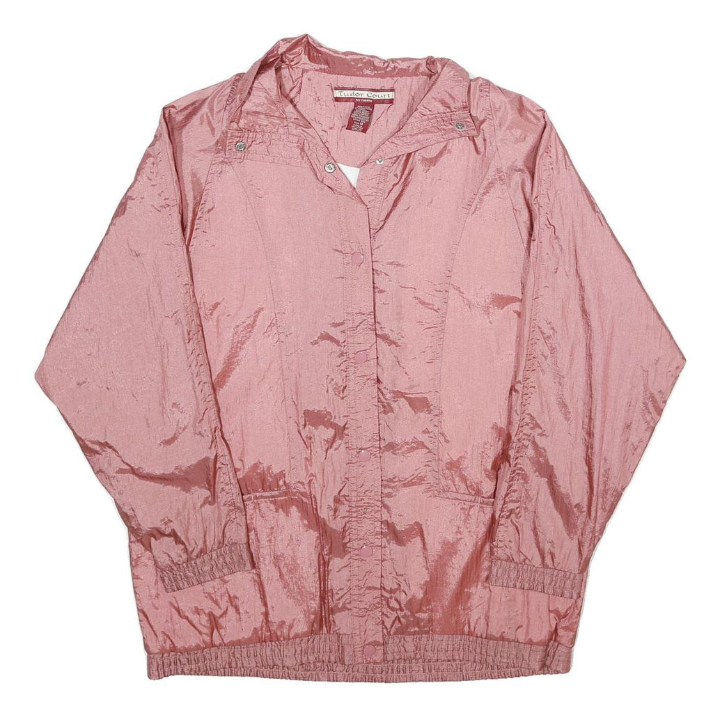 TUDOR COURT Womens Pink Nylon Jacket M Plain Button Closure Lightweight