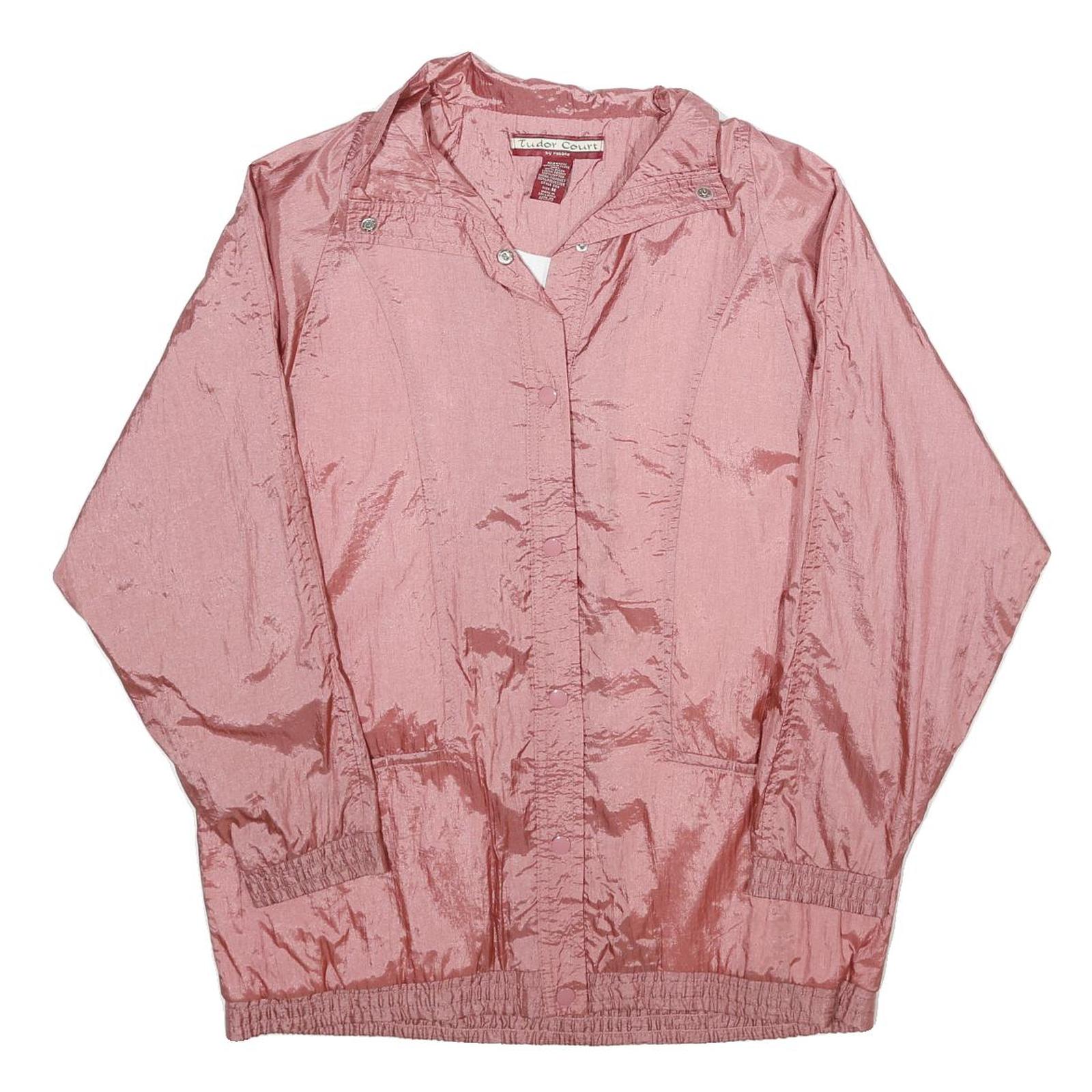 TUDOR COURT Womens Pink Nylon Jacket M Plain Button Closure Lightweight