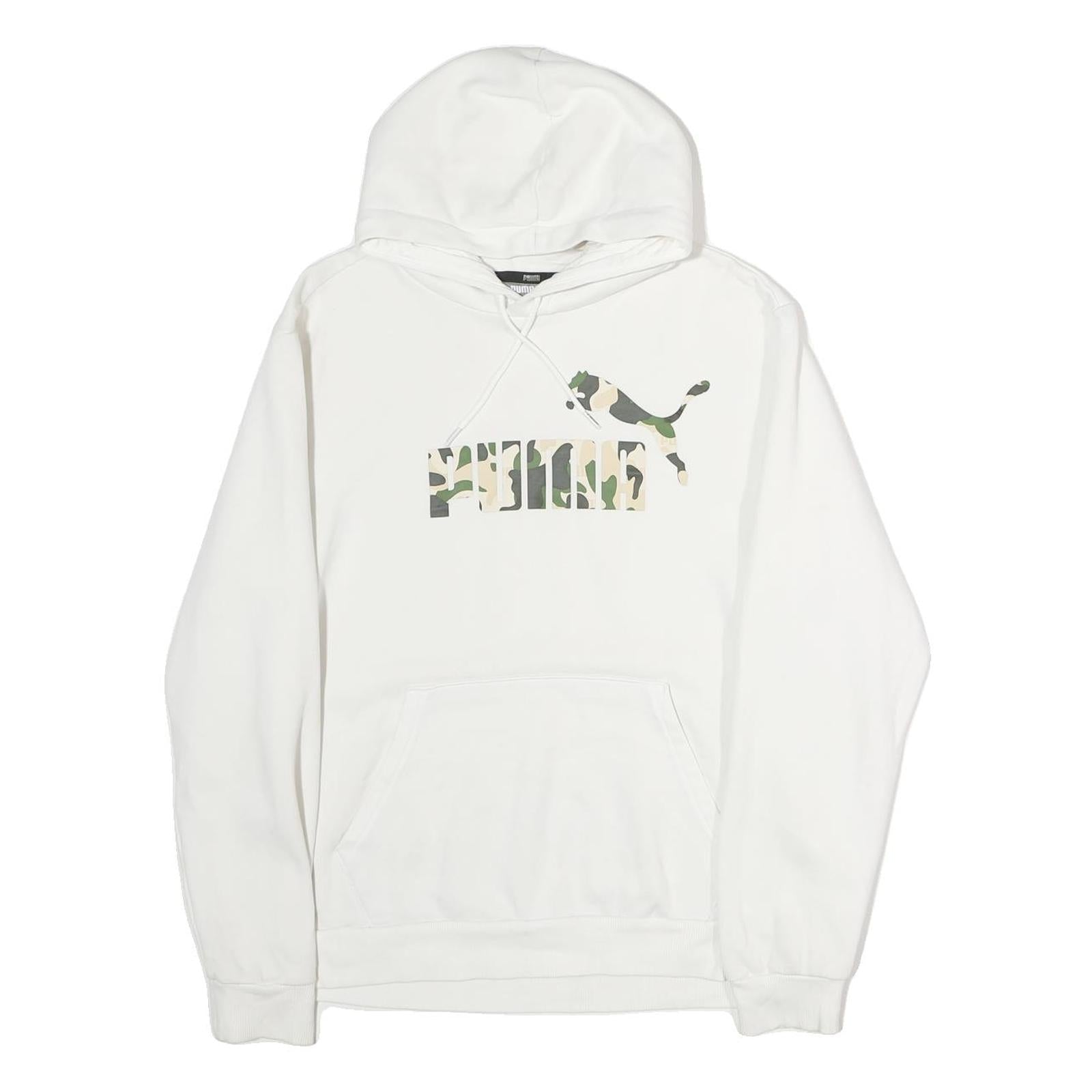 PUMA Mens White Hoodie M Cotton Blend Camouflage Print