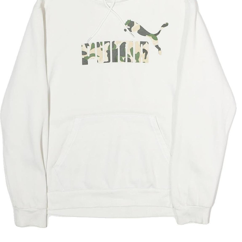 PUMA Mens White Hoodie M Cotton Blend Camouflage Print