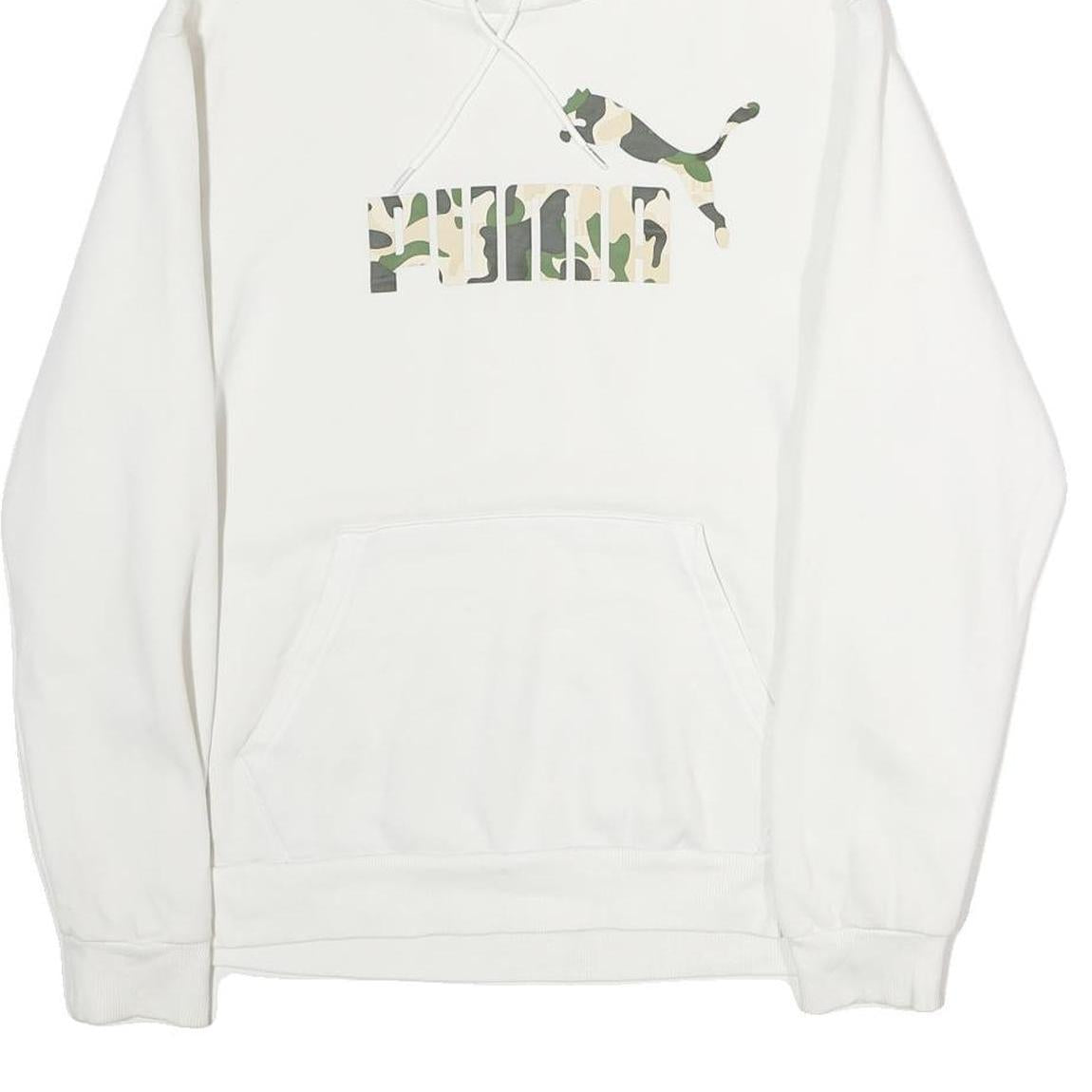 PUMA Mens White Hoodie M Cotton Blend Camouflage Print