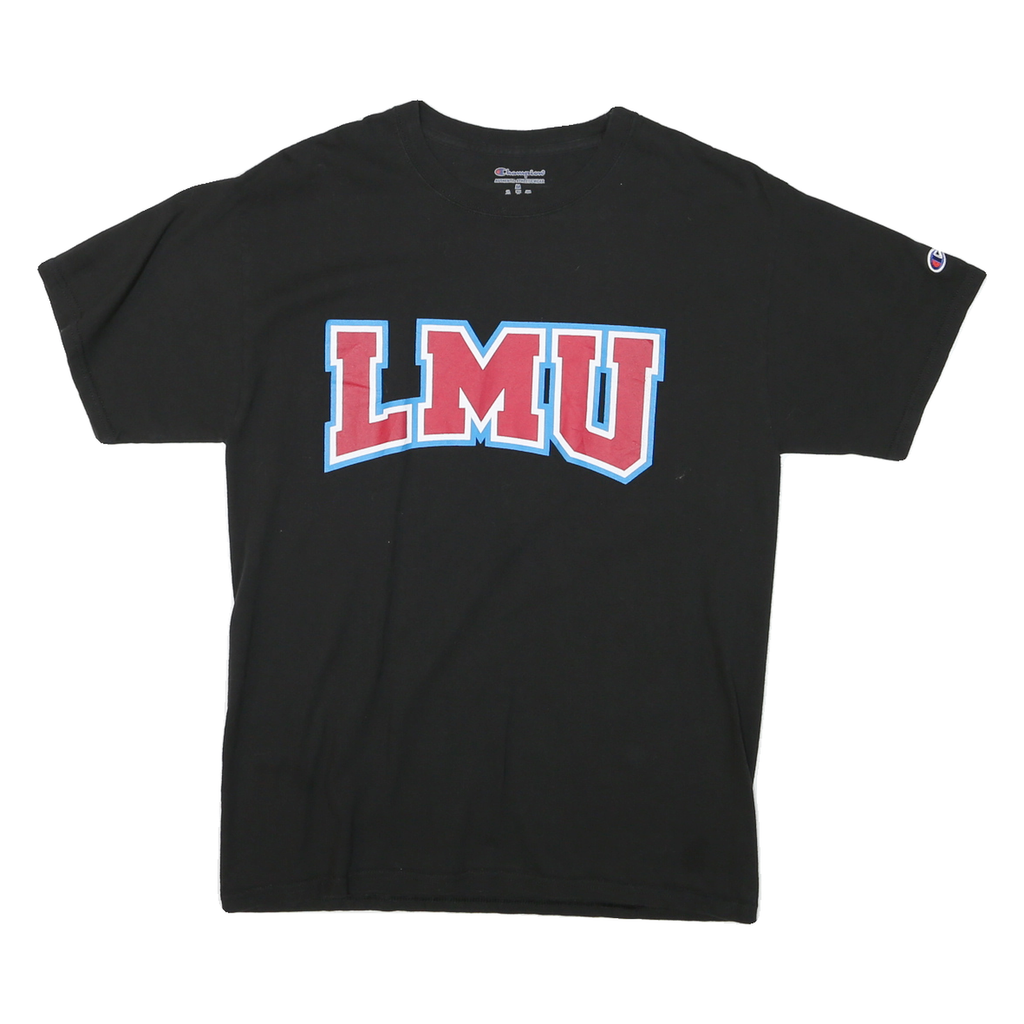 CHAMPION Mens Black LMU Graphic T-Shirt M Short Sleeve Crew Neck Classic Cotton