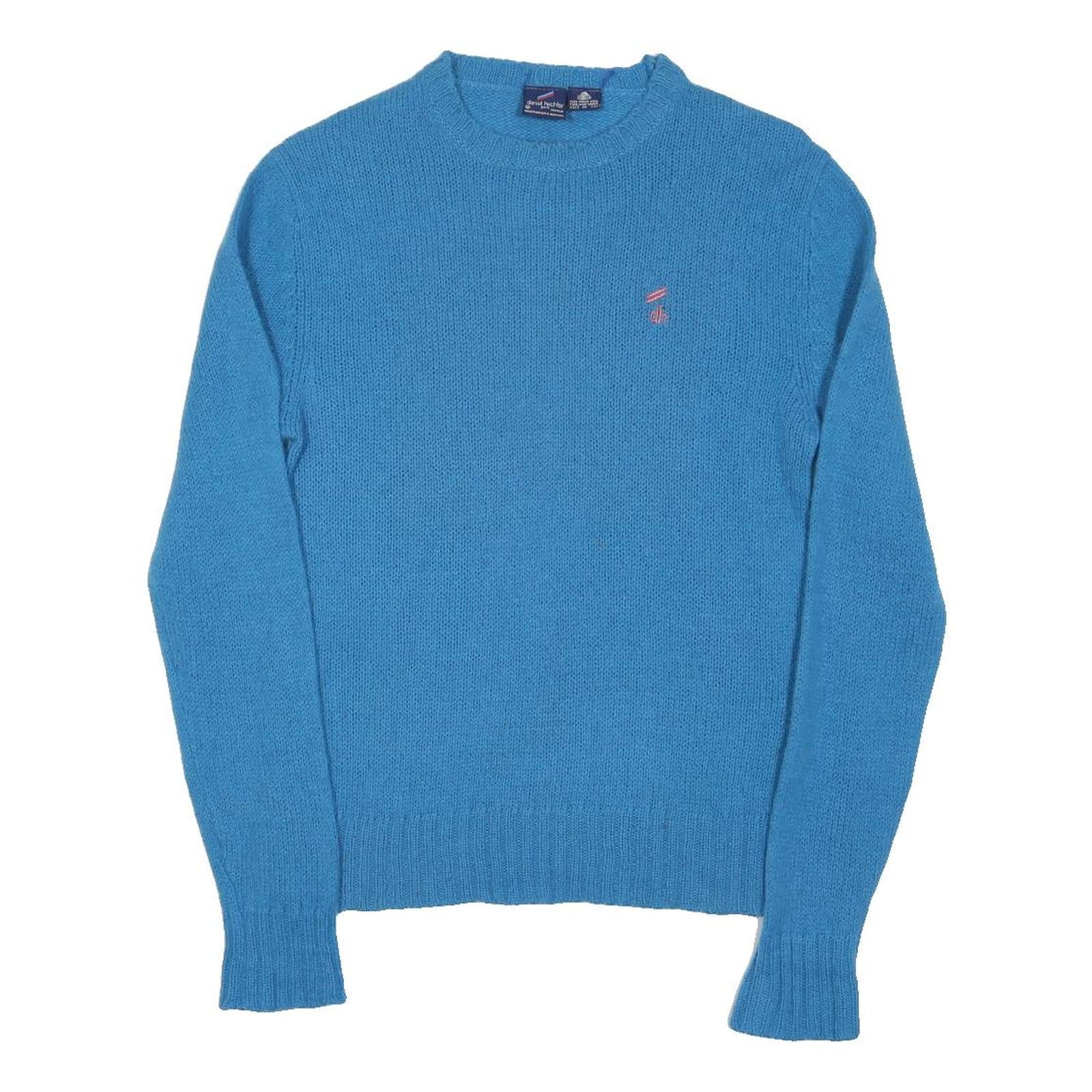 DANIEL HECHTER Womens Blue Wool Pullover Jumper Plain Crew Neck Tight Knit M