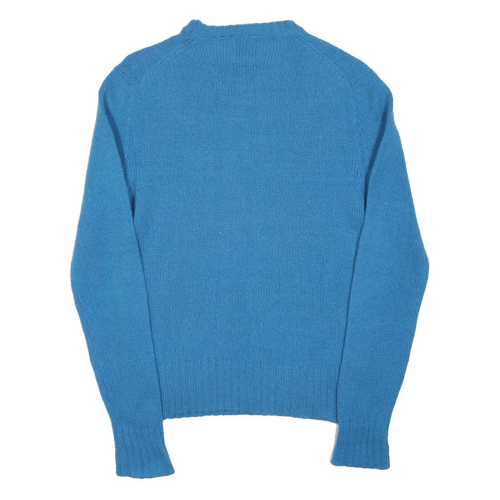 DANIEL HECHTER Womens Blue Wool Pullover Jumper Plain Crew Neck Tight Knit M