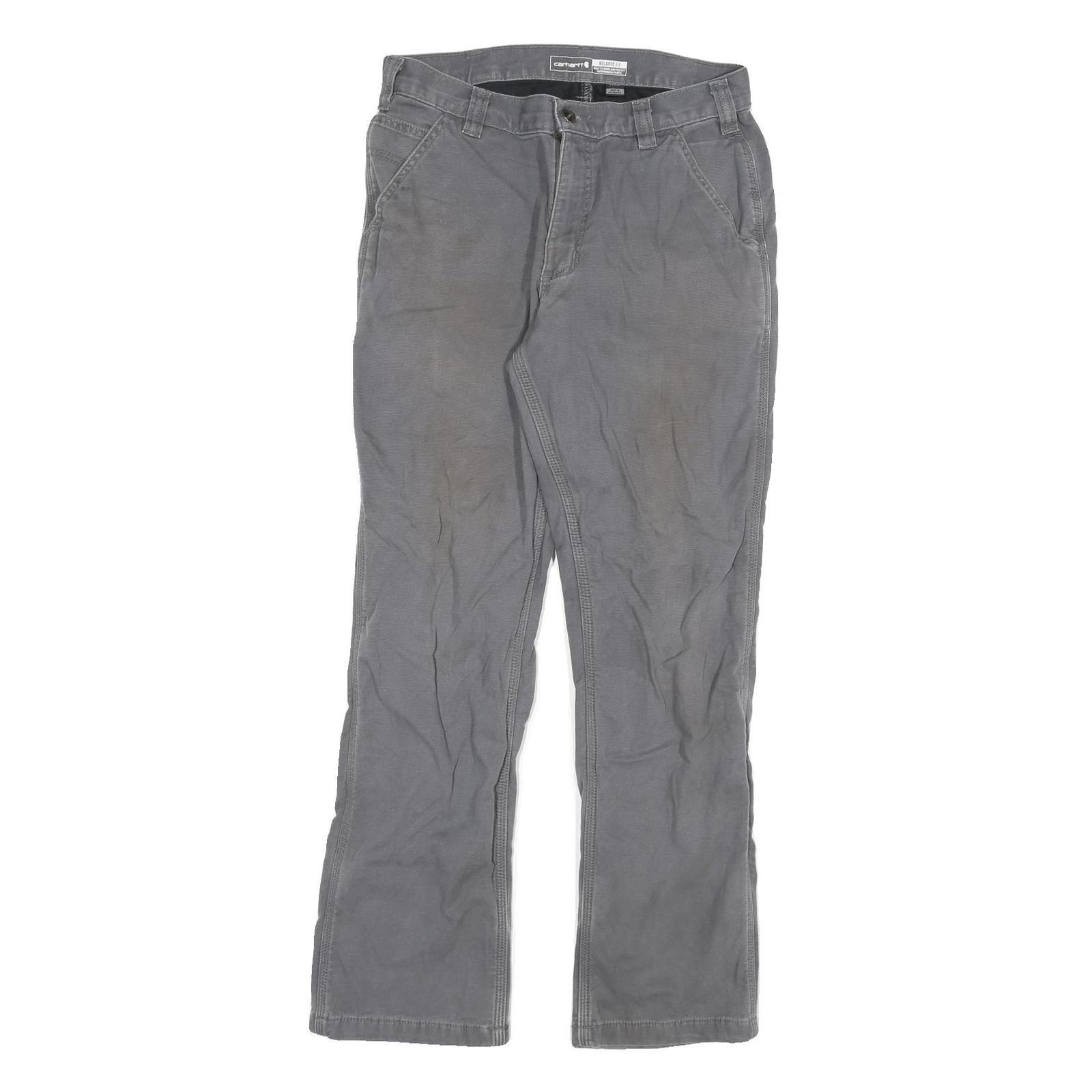 CARHARTT Mens Cotton Blend Grey Relaxed Straight Trousers W30 L30 Workwear