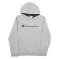 CHAMPION Mens Grey Hoodie M Cotton Blend Pullover Logo Sweatshirt