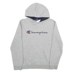 CHAMPION Mens Grey Hoodie M Cotton Blend Pullover Logo Sweatshirt