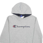 CHAMPION Mens Grey Hoodie M Cotton Blend Pullover Logo Sweatshirt