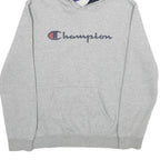 CHAMPION Mens Grey Hoodie M Cotton Blend Pullover Logo Sweatshirt