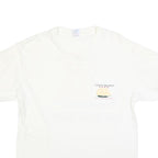 HANES Mens White Data Search Graphic T-Shirt L Short Sleeve Crew Neck Printed