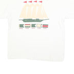 HANES Mens White Data Search Graphic T-Shirt L Short Sleeve Crew Neck Printed