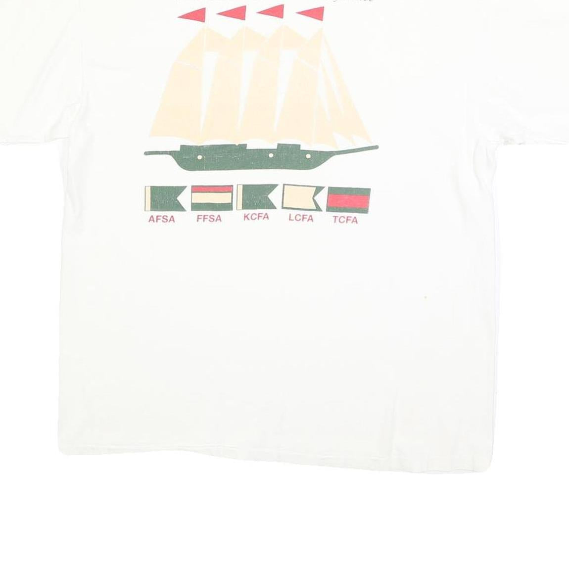 HANES Mens White Data Search Graphic T-Shirt L Short Sleeve Crew Neck Printed