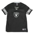 MAJESTIC Womens Black Raiders Graphic T-Shirt L Short Sleeve V-Neck Lace-Up