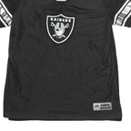 MAJESTIC Womens Black Raiders Graphic T-Shirt L Short Sleeve V-Neck Lace-Up