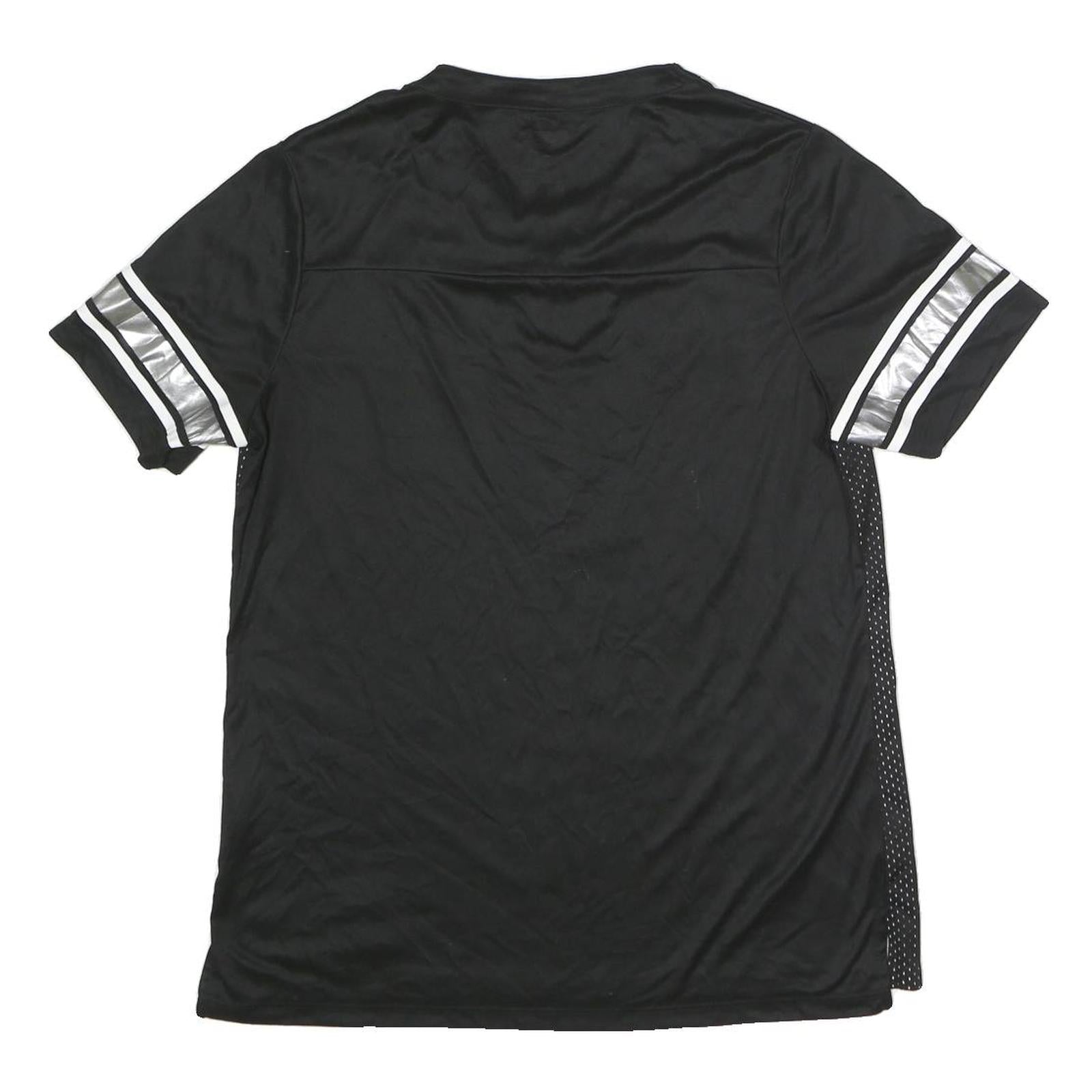 MAJESTIC Womens Black Raiders Graphic T-Shirt L Short Sleeve V-Neck Lace-Up