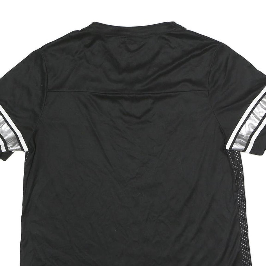 MAJESTIC Womens Black Raiders Graphic T-Shirt L Short Sleeve V-Neck Lace-Up