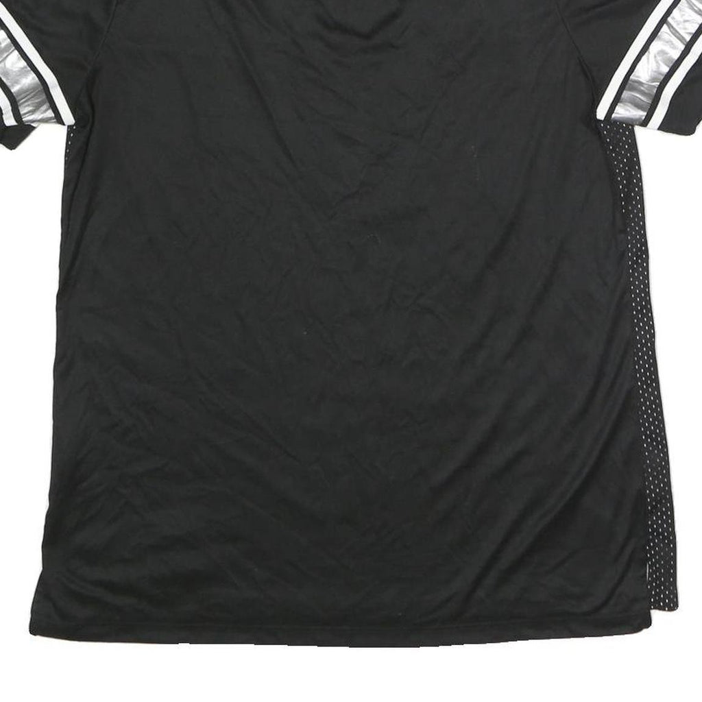 MAJESTIC Womens Black Raiders Graphic T-Shirt L Short Sleeve V-Neck Lace-Up