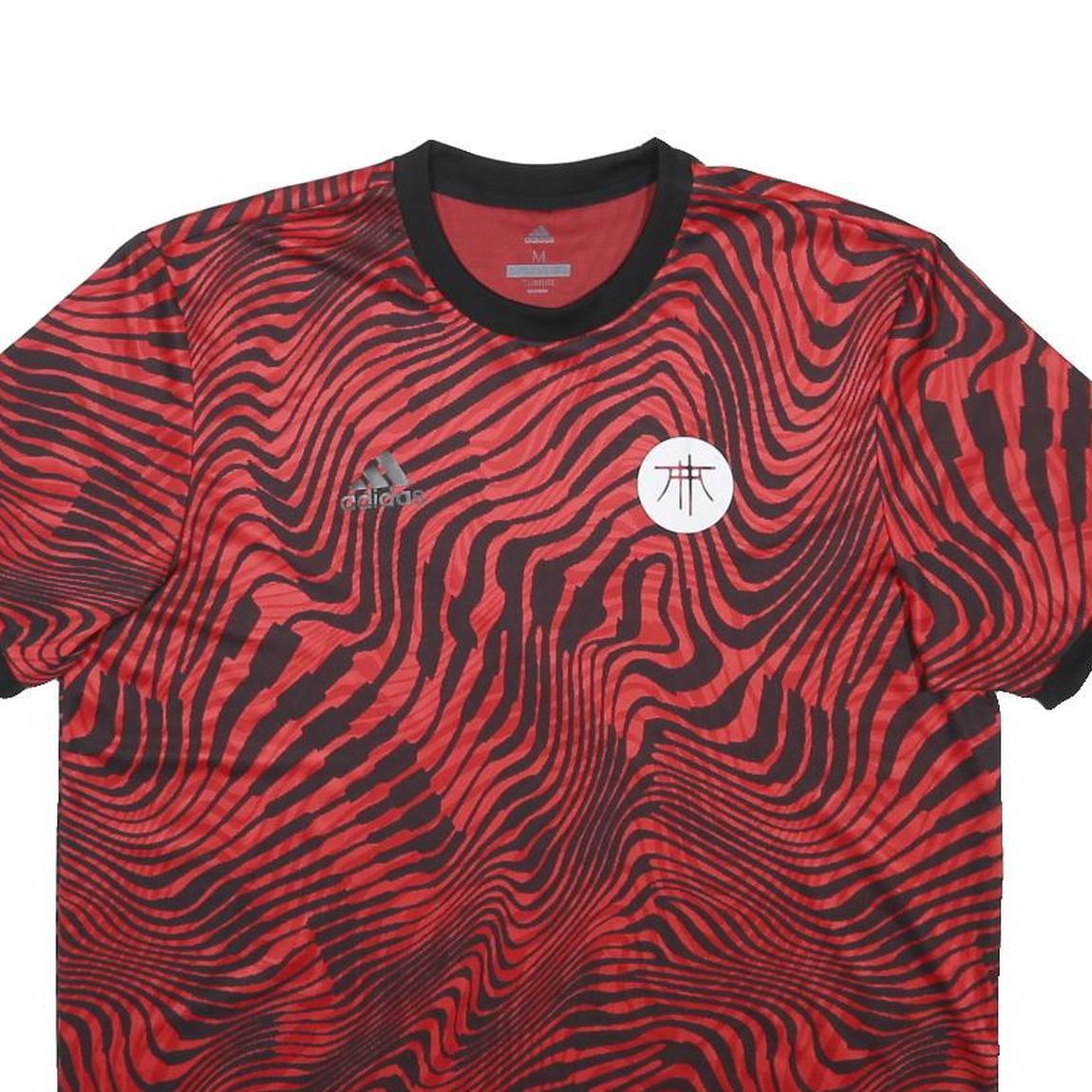 ADIDAS Mens Red & Black Graphic Modern T-Shirt M Short Sleeve Crew Neck