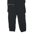 BRAVESOUL Mens Polyester Blend Black Relaxed Cargo Trousers W28 L28 Drawstring