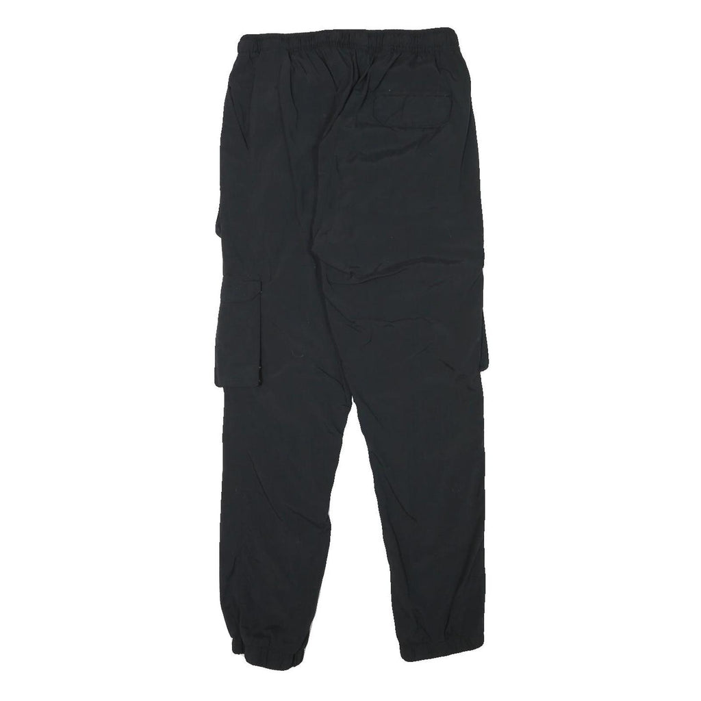 BRAVESOUL Mens Polyester Blend Black Relaxed Cargo Trousers W28 L28 Drawstring