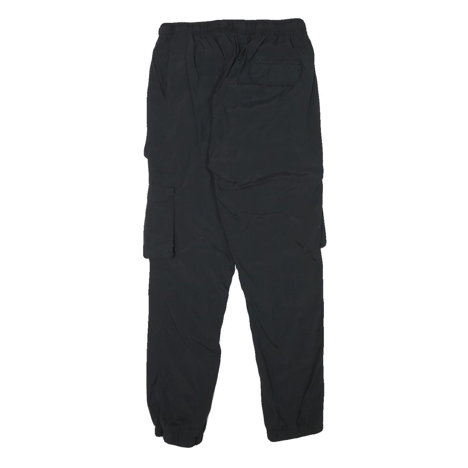 BRAVESOUL Mens Polyester Blend Black Relaxed Cargo Trousers W28 L28 Drawstring