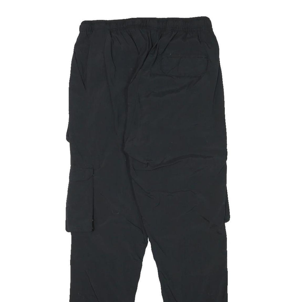BRAVESOUL Mens Polyester Blend Black Relaxed Cargo Trousers W28 L28 Drawstring