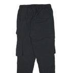 BRAVESOUL Mens Polyester Blend Black Relaxed Cargo Trousers W28 L28 Drawstring
