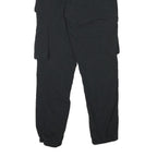 BRAVESOUL Mens Polyester Blend Black Relaxed Cargo Trousers W28 L28 Drawstring