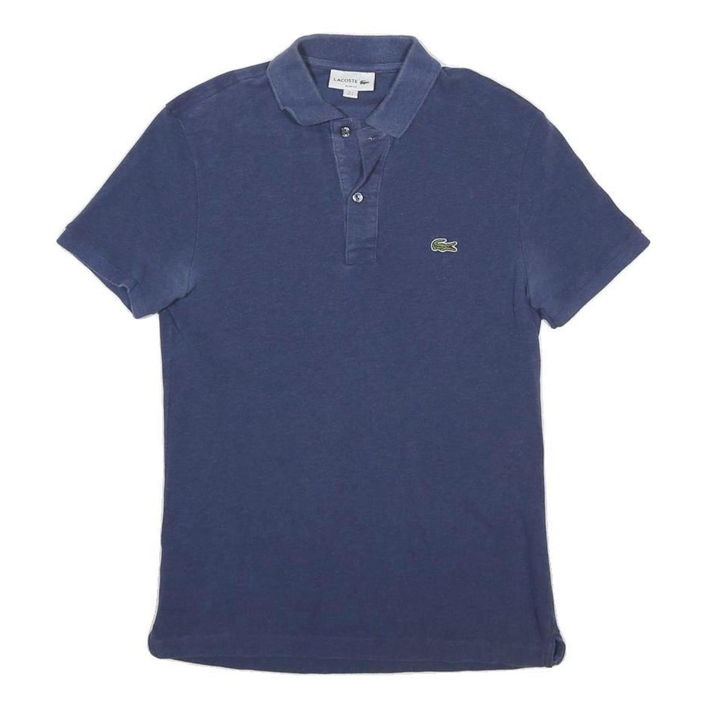 LACOSTE Mens Blue Short Sleeve Plain Polo Shirt S Classic Cotton Blend Casual