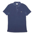 LACOSTE Mens Blue Short Sleeve Plain Polo Shirt S Classic Cotton Blend Casual