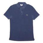 LACOSTE Mens Blue Short Sleeve Plain Polo Shirt S Classic Cotton Blend Casual