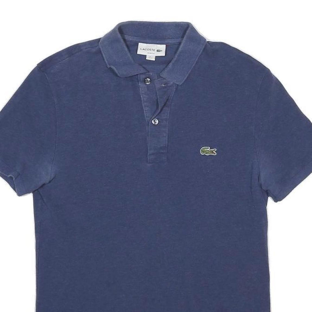 LACOSTE Mens Blue Short Sleeve Plain Polo Shirt S Classic Cotton Blend Casual