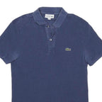 LACOSTE Mens Blue Short Sleeve Plain Polo Shirt S Classic Cotton Blend Casual