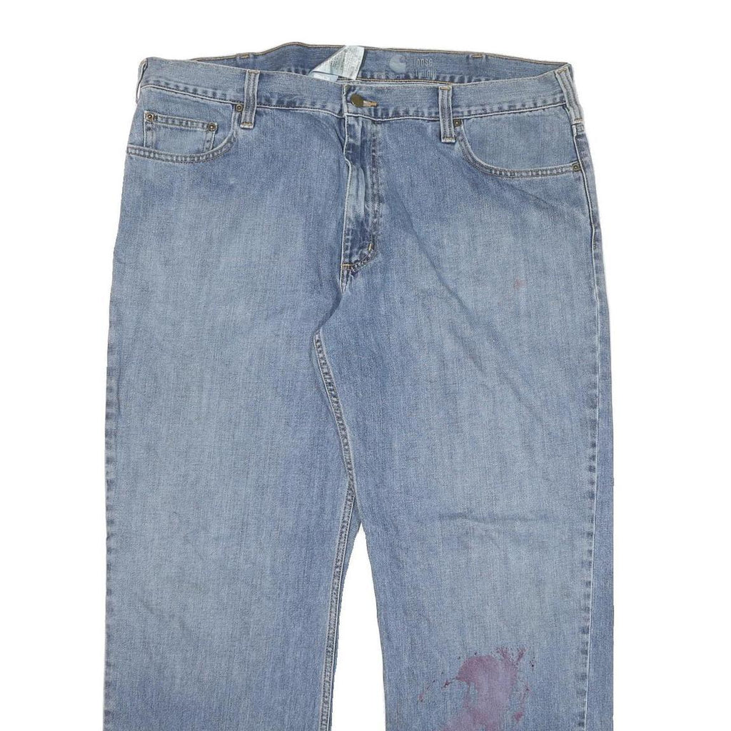 CARHARTT Mens Loose Blue Denim Light W40 L32 Zip Cotton Blend Jeans