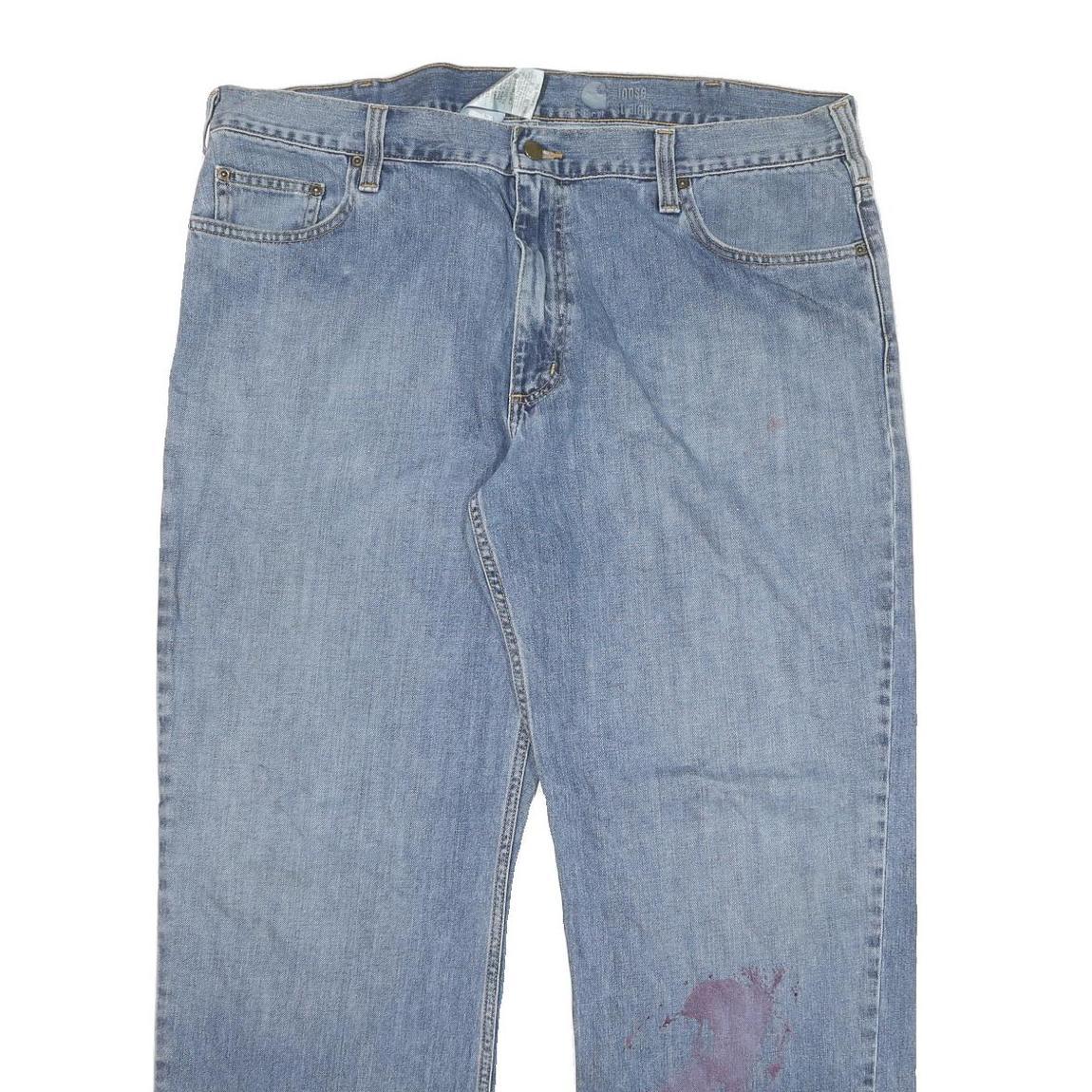 CARHARTT Mens Loose Blue Denim Light W40 L32 Zip Cotton Blend Jeans