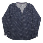 MULTIBLU Womens Blue Printed Shirt Long Sleeve Button Neck L Cotton Blend